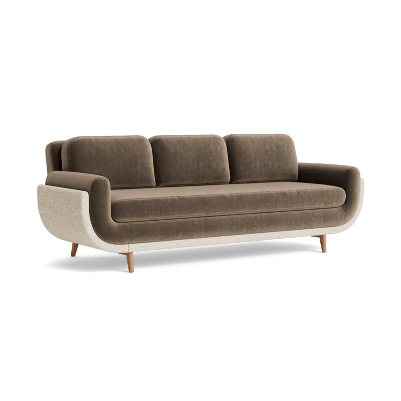 Regatta 90 Sofa, Performance Velvet-Otter/Textured Weave-Toffee, Natural