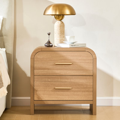 Modern 2-Drawer Nightstand - Curved Design With Optimal Storage Balance-Set Of 2