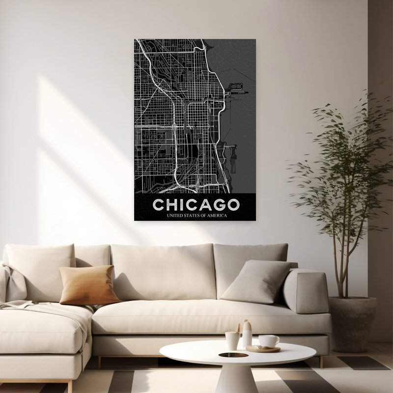 Chicago, art mural rétro, H 60 po x l 40 po