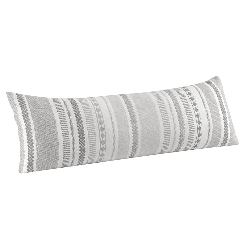 Hotel Body 200 Thread Count Striped 100% Cotton Pillowcase, Jacquard, White & Gray