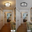 Plafonnier semi-encastré, abat-jour tambour en tissu 3 lumières avec structure en métal noir, luminaires de vestibule, plafonnier près de la chambre à coucher, salon, cuisine, couloir