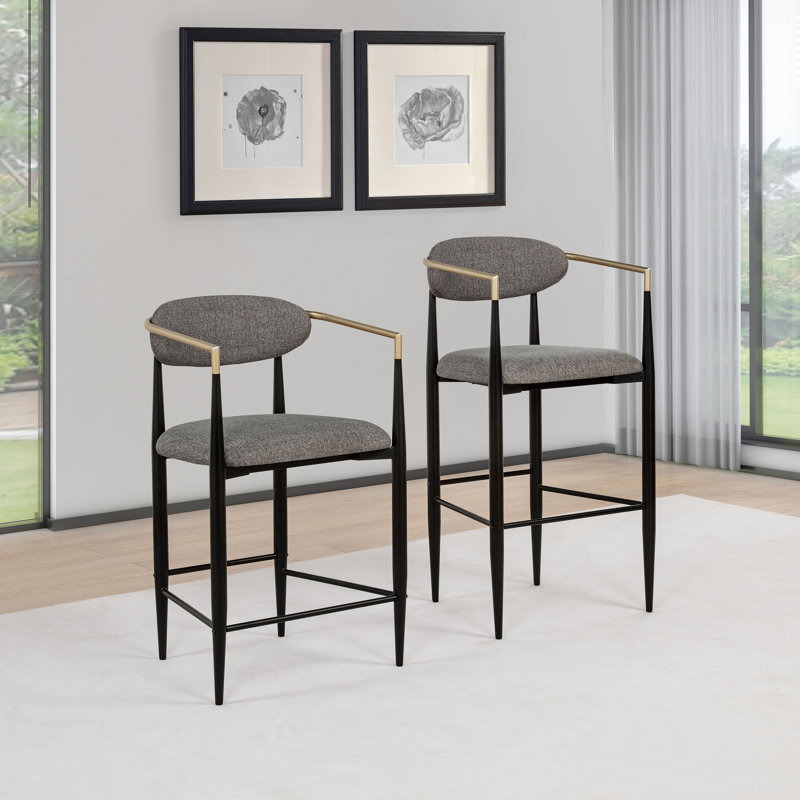 Amen Fabric Upholstered Counter Chair Dark Grey, Counter Stool (25." Seat Height), Gray/Black Base