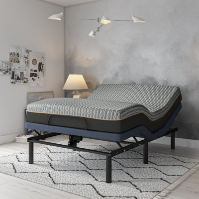 Adjustable bed base with head and foot position adjustment