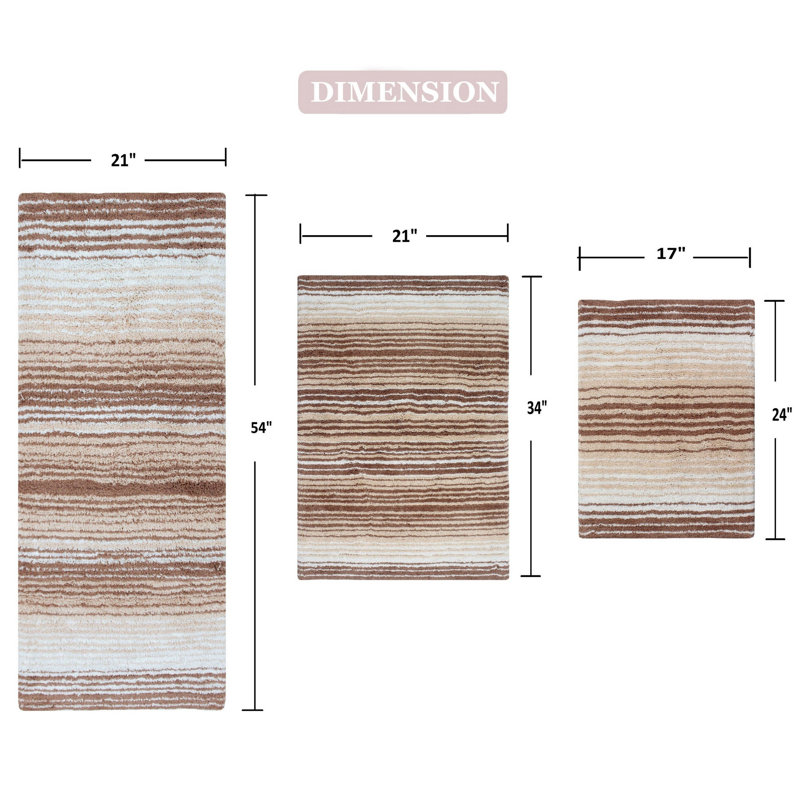 Alamanno 3 Piece Bath Rug Set, Beige