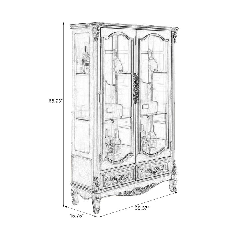 Or massif + bois manufacturé + vitrines, Doré