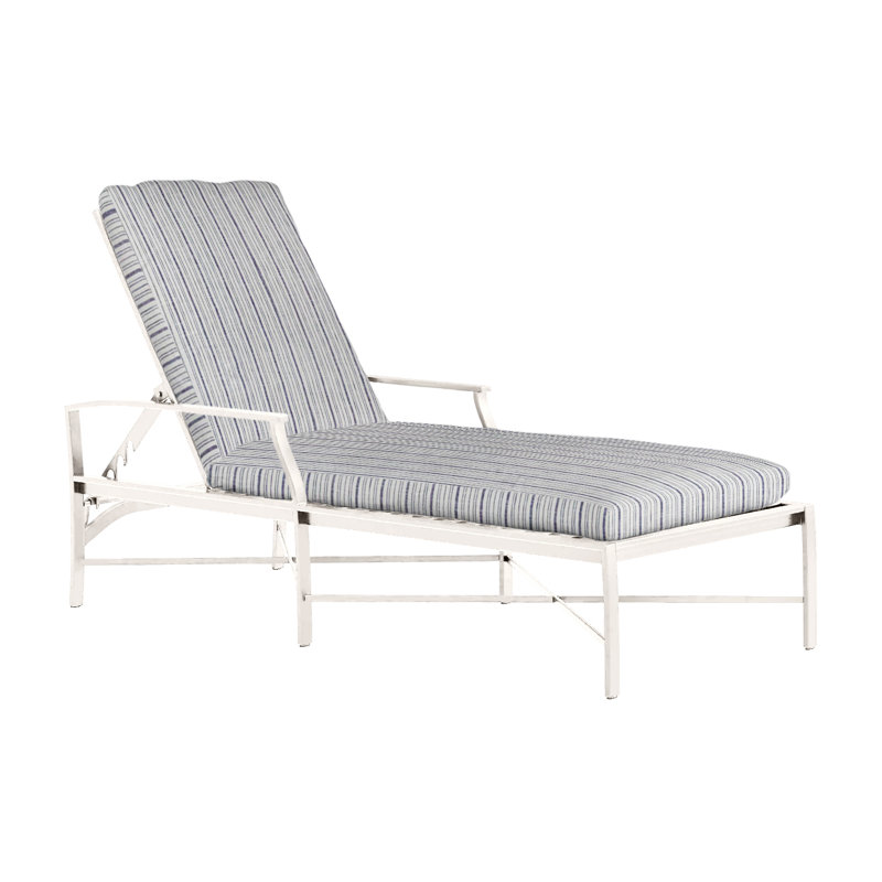 Monaco 76" Long Reclining Single Chaise with Cushions, No Welt, Slate Gray, Bali Pearl