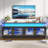 71" High Gloss TV Stand with Power Outlet and LED Light for TVs up to 80"-617396478