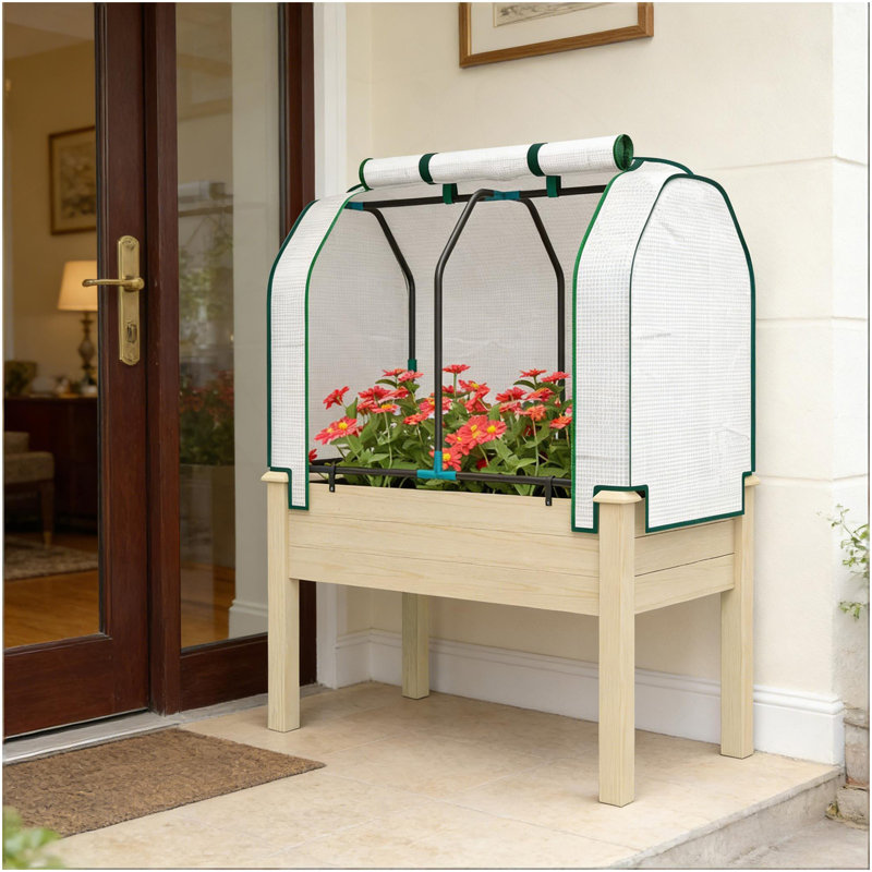 Jardinière compacte, jardin surélevé pour l'extérieur, Bois naturel