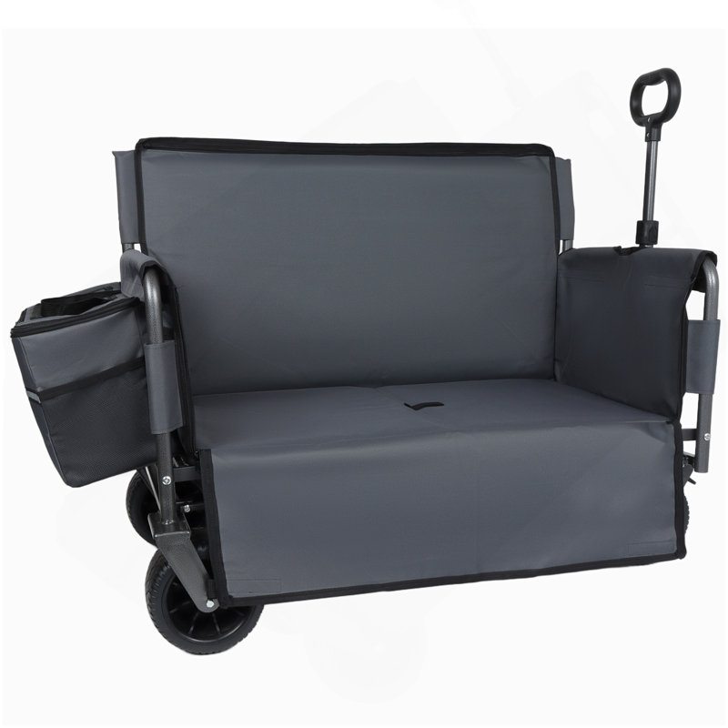 Chariot pliable 3-en-1 avec siège de banc et protection anti-brevet - Comprend 1 sac de glace, un chariot utilitaire robuste de 500 lb, des roues tout-terrain d'une capacité de 180 l pour le camping, la plage, les sports, le jardin et le gris