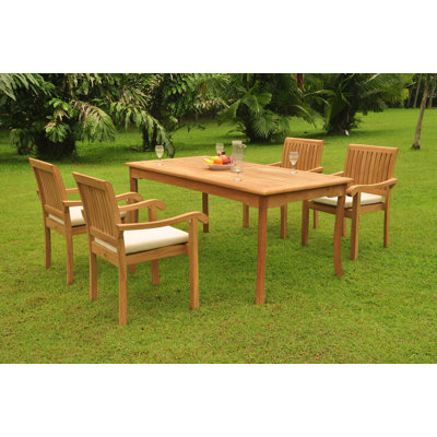 Ensemble repas 9 pièces teck luxueux Kyla