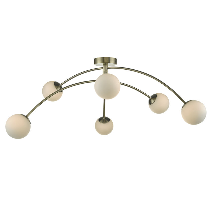 Silvia Glass Semi Flush Mount, Antique Brass