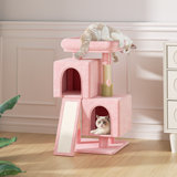 Duan 34" Cat Tree, Kitten Tower Condo Cat House with Scratching Post, Toy Ball, Ramp and Perch Bed