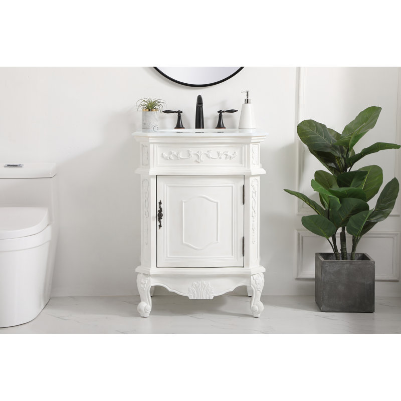 Ensemble de meuble-lavabo simple 24 po Berkshire, Blanc antique, Blanc ivoire