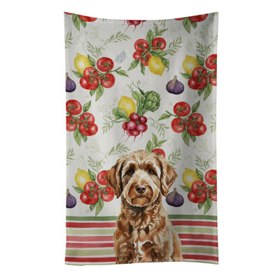 Chocolate Labradoodle Vegetables Kitchen Towel