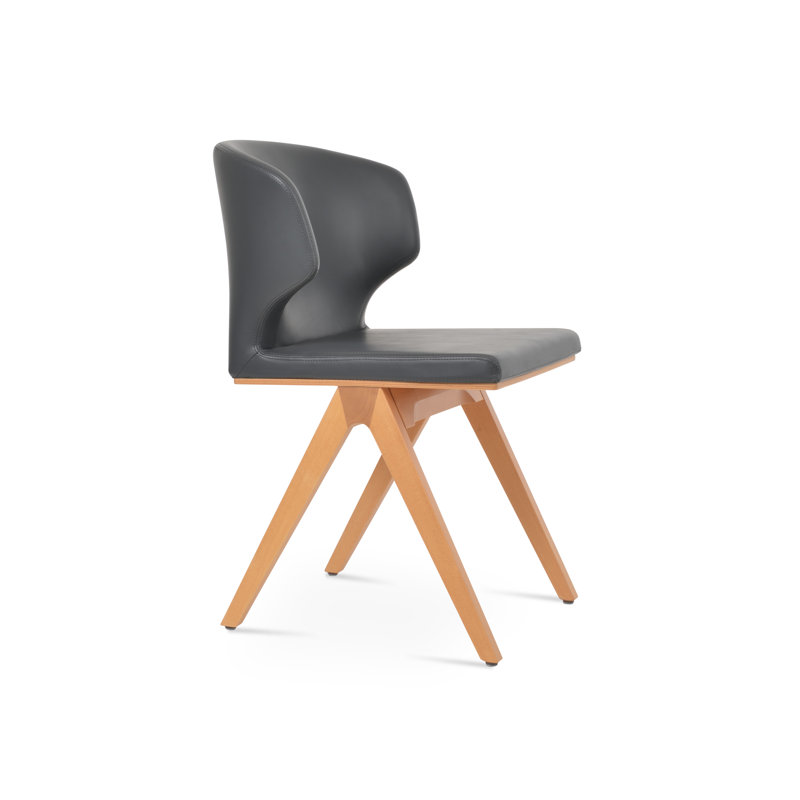 Chaise d'appoint rembourrée Amed Fino, Gris, Naturel