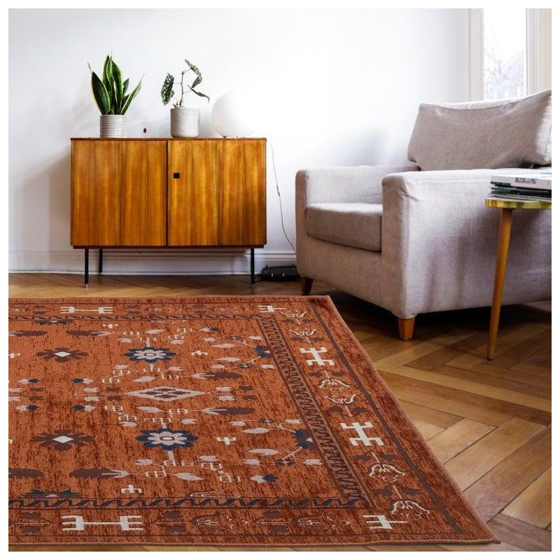 River Slim Washable Rug, Rust, 7'10" x 10'