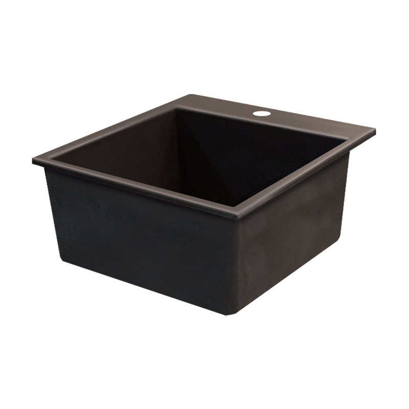 22.44'' L Single Bowl Granite Kitchen Sink, 1 Hole, Espresso