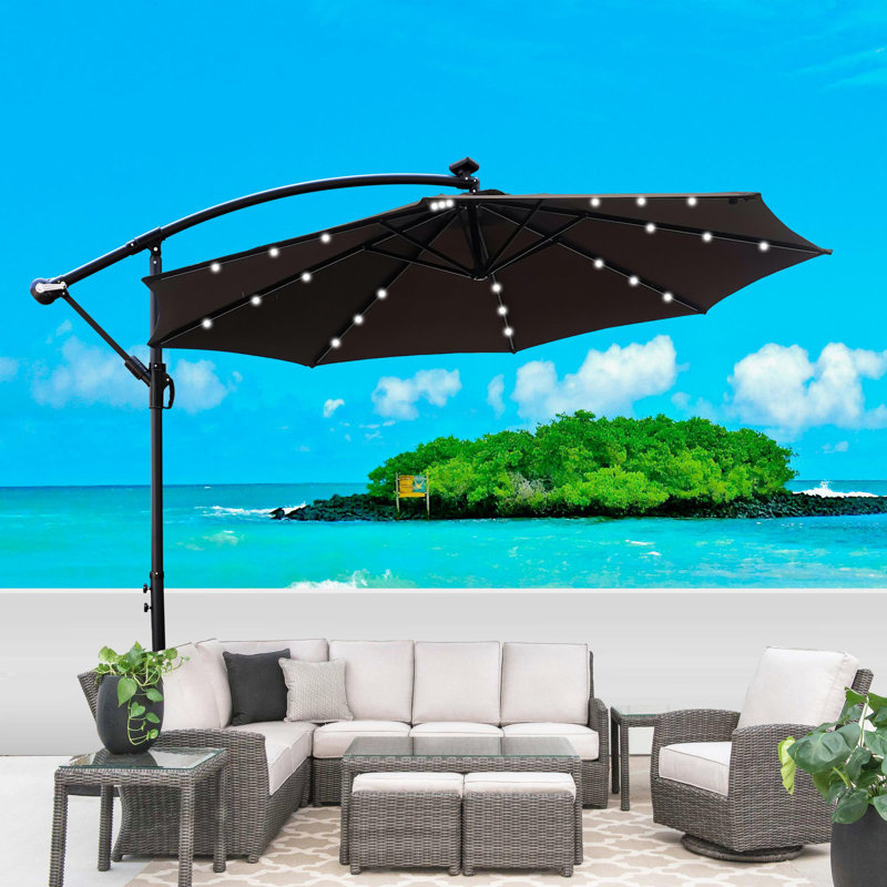 Parasol lumineux à énergie solaire à DEL, Chocolat