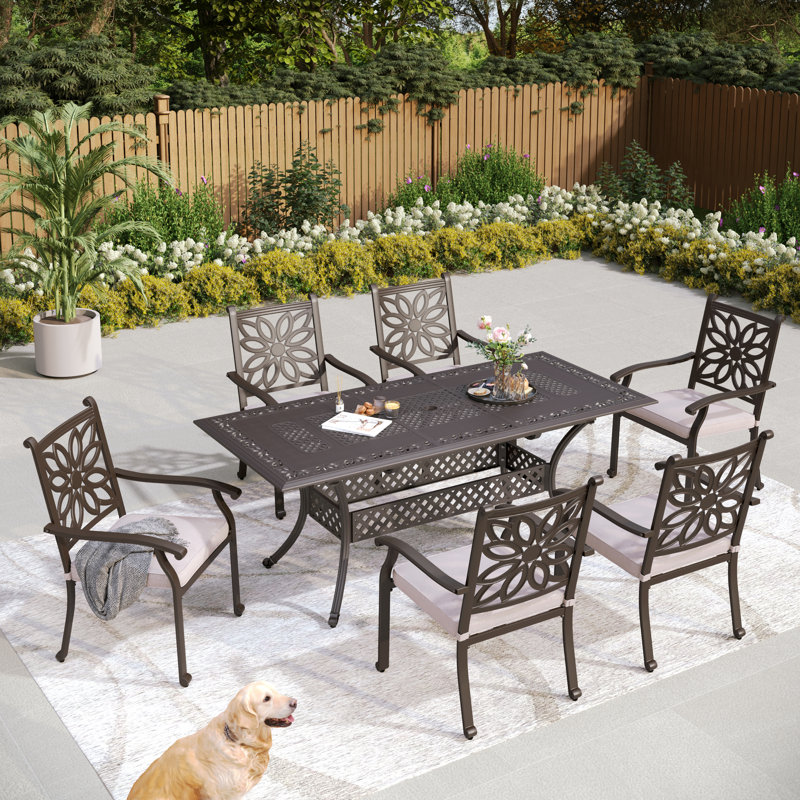 Staebell 6 - Person Patio Dining Set with Rectangular Table , Cushions Included
