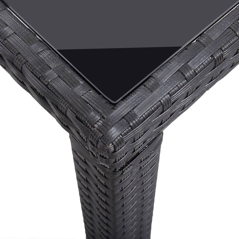Theta Rectangular Wicker Outdoor Dining Table , 123cm cm W 60cm cm D, Black