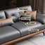 Causeuse-coussin standard en cuir véritable gris-2045121172