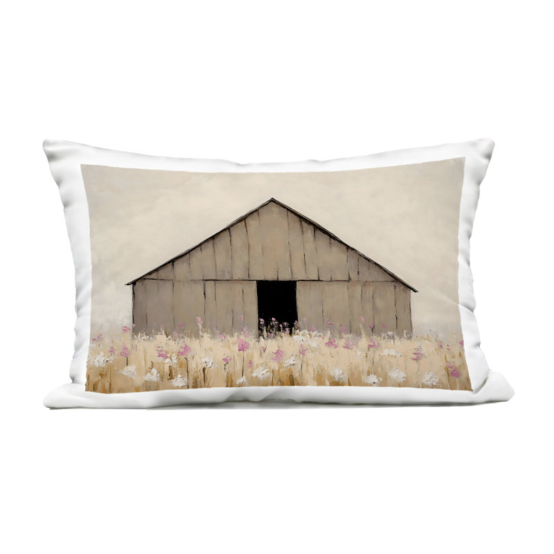 Coussin Mute Barn in Meadow, imprimé par Franklyn Gregory