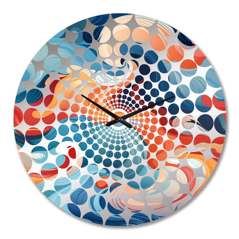 Horloge murale abstraite bleue et orange, Grand