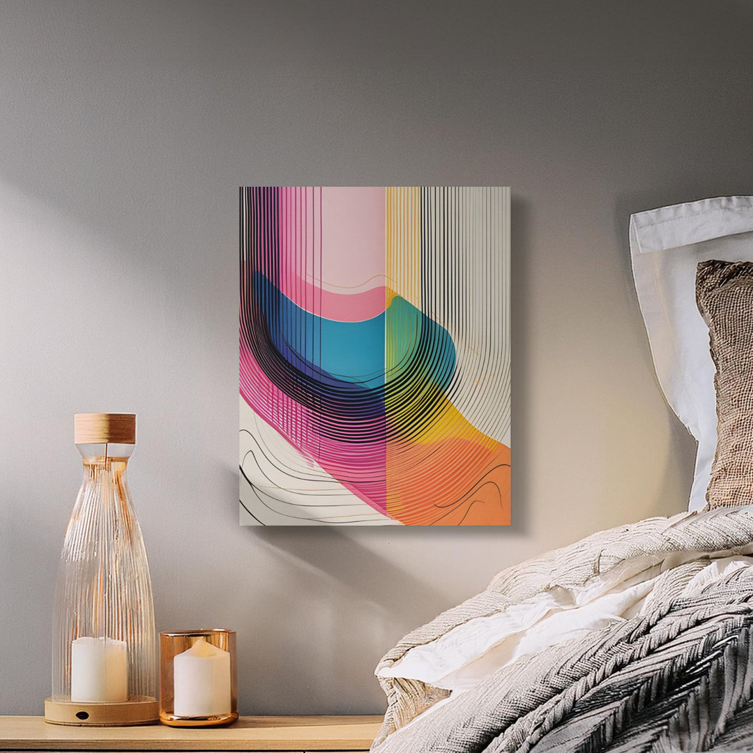 Abstract Lines Wall Art, Geometric Art Print, Modern Home Decor, Contemporary Art, Wrapped Canvas Art, Colorful Wall Hanging