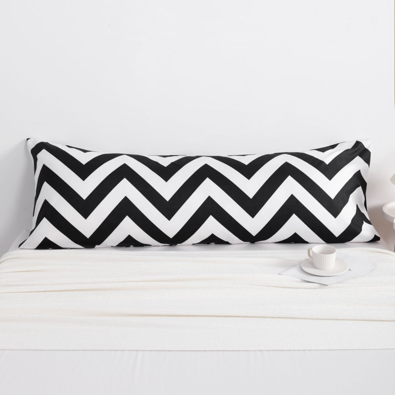 Vertical Pillowcase,1800TC Brushed Microfiber & No-Gap Seal?, Black Chevron