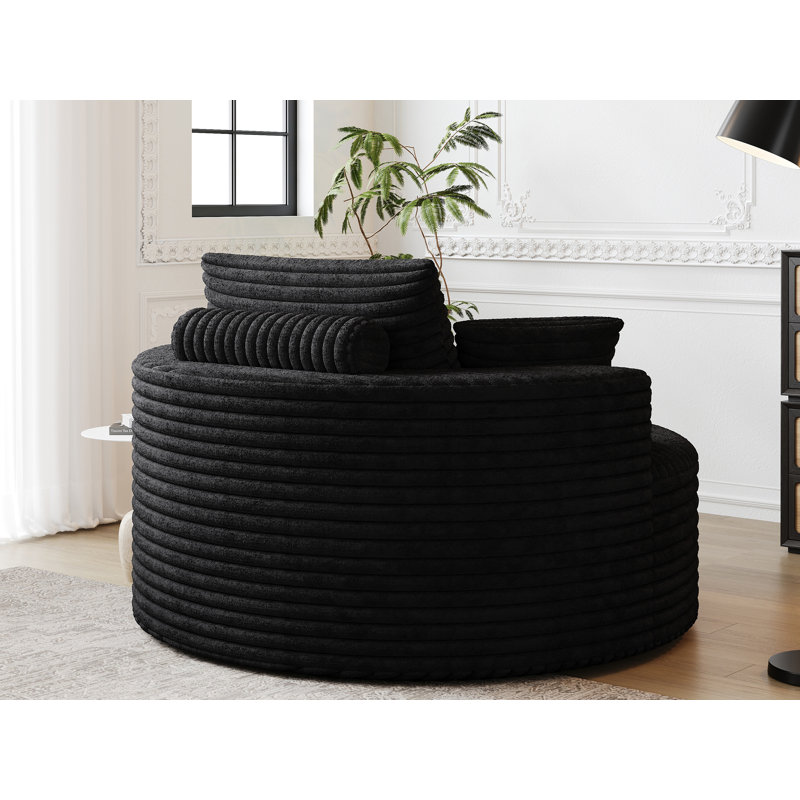 Fauteuil demi-tonneau Corduroy, Noir, noir, noir, noir