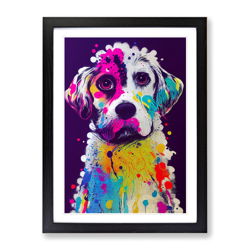 Splashed Dog No.2 Abstract - Wall Art, Black Framed, Black Framed, 46cm H x 34cm W x 2cm D