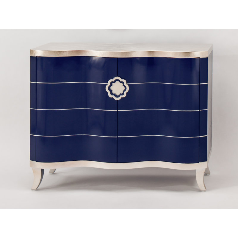 Lapis Blue and Silver Rectangular Accent Cabinet
