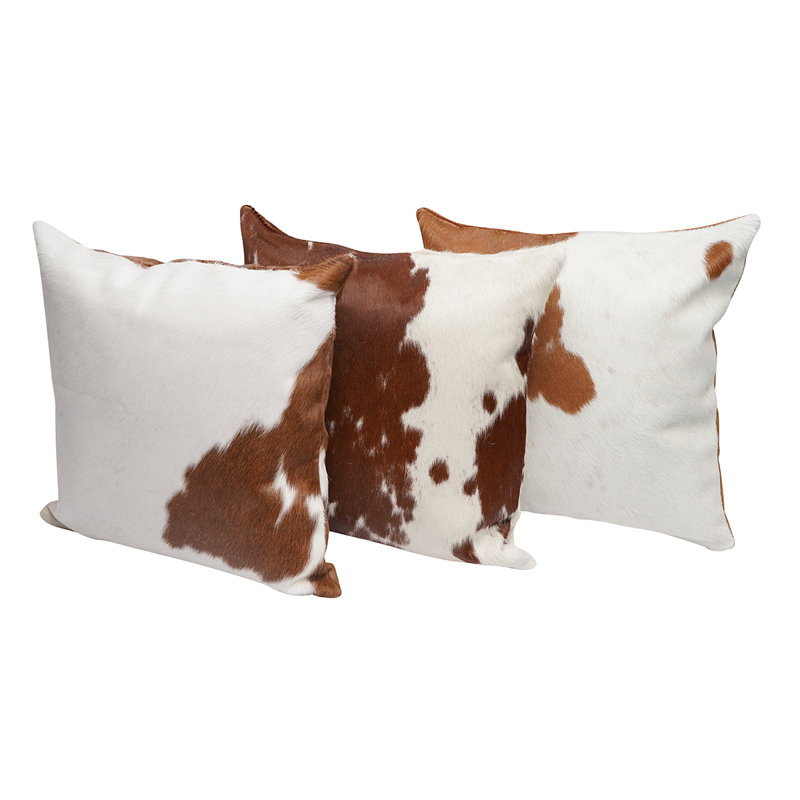 Animal Print Leather/Suede Reversible Throw Pillow