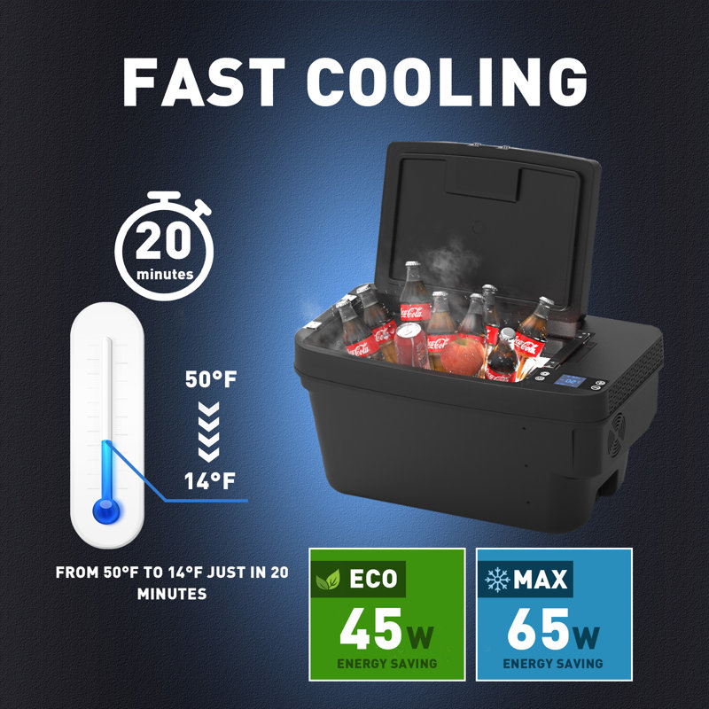 Chery 35Qt Black Portable Car Cooler with Smart App Control