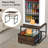 Mini Fridge Stand With Storage And Mobile Drawer Basket In Rustic Brown And Black