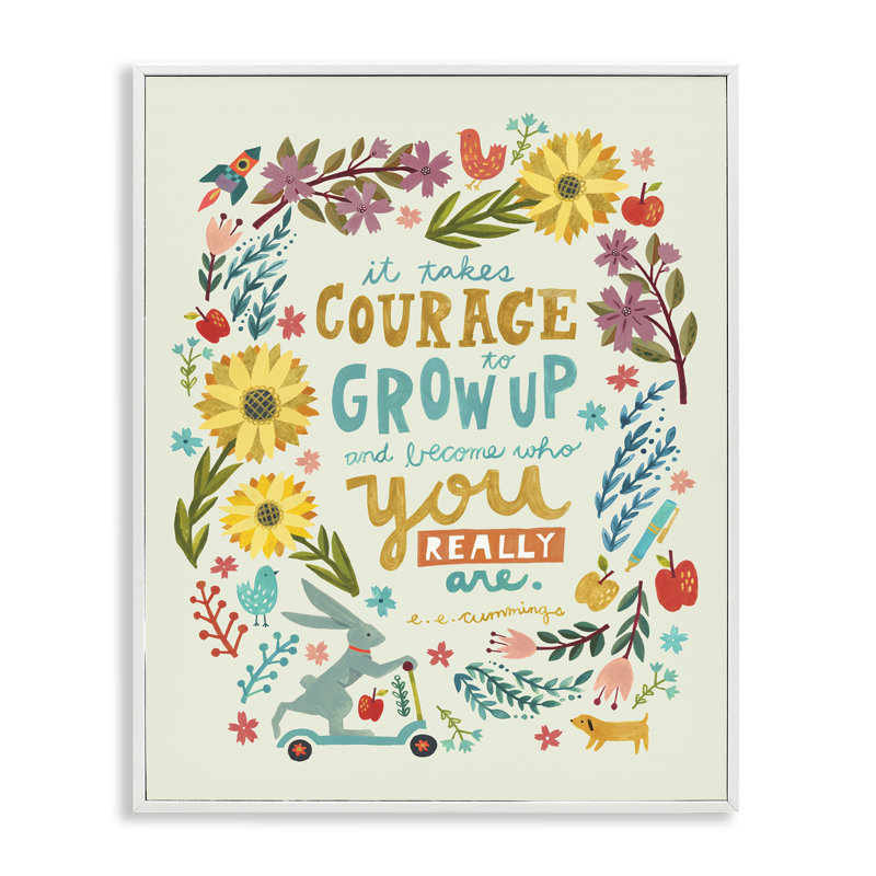 «Takes Courage Inspiring Florals», art de la giclée encadrée par Irene Chan, Estampe numérique encadrée blanc bord de mer