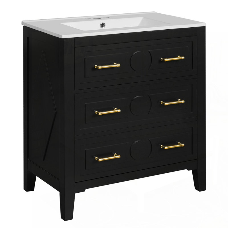 Meuble-lavabo polyvalent avec lavabo en céramique et fabrication en bois massif
