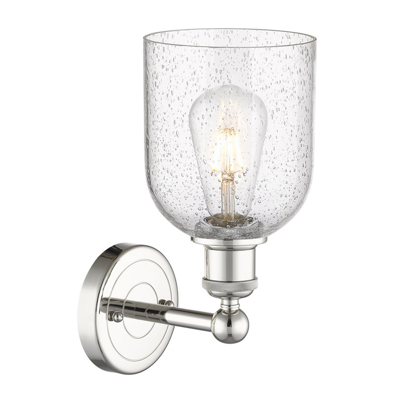 Applique murale 1 lumière 6 "Edison Allysson, Nickel poli, Bullé