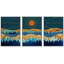 " Shining Orange Sun & Granite Mountain Forest Nature Wilderness Modern Art Rustic Scenic Colourful " 3 - Pieces-98696959-98696958