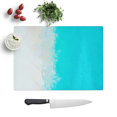 Glass Maldives Beach Abstract Art Chopping Board
