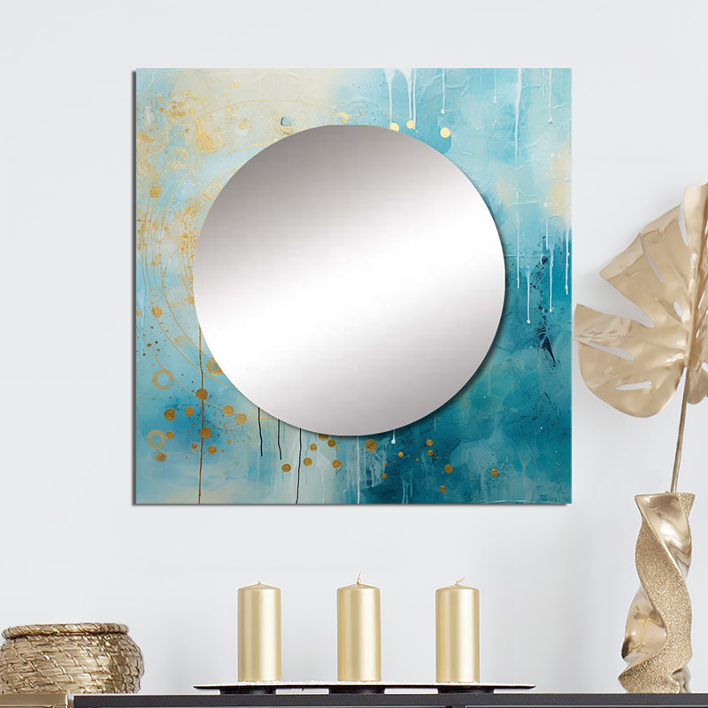 Demasky - Art mural miroir carré abstrait pour salle de bain, 29 po x 29 po