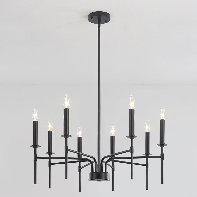 Lustre industriel moderne noir 8 lumières