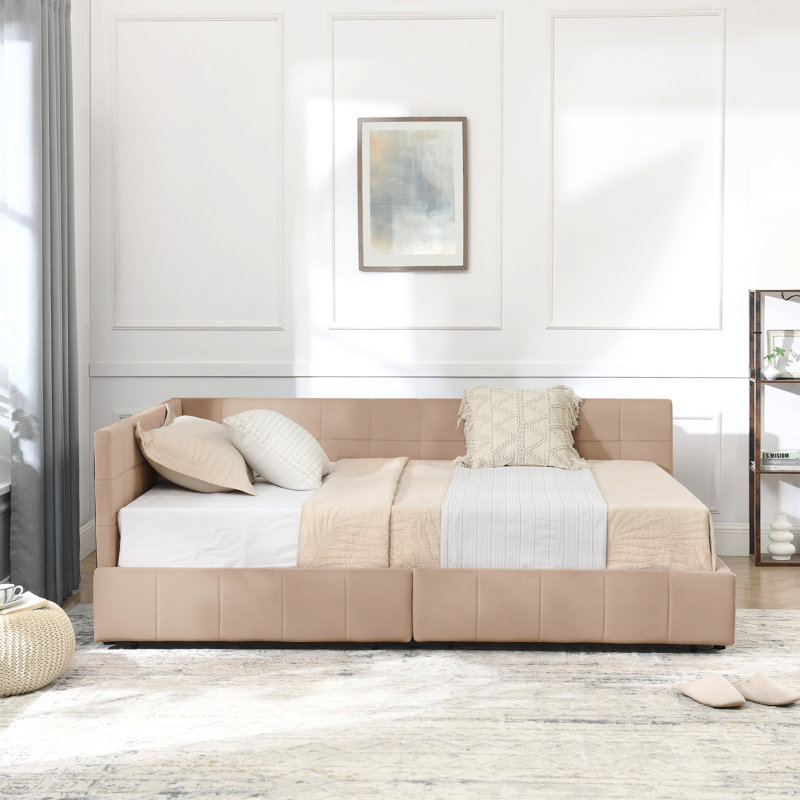 Full Size Velvet Upholstered Tufted  Bed Frame, Sofa Bed Frame With Comfortable Backrest And Armrests, Full Size Bed, Pink