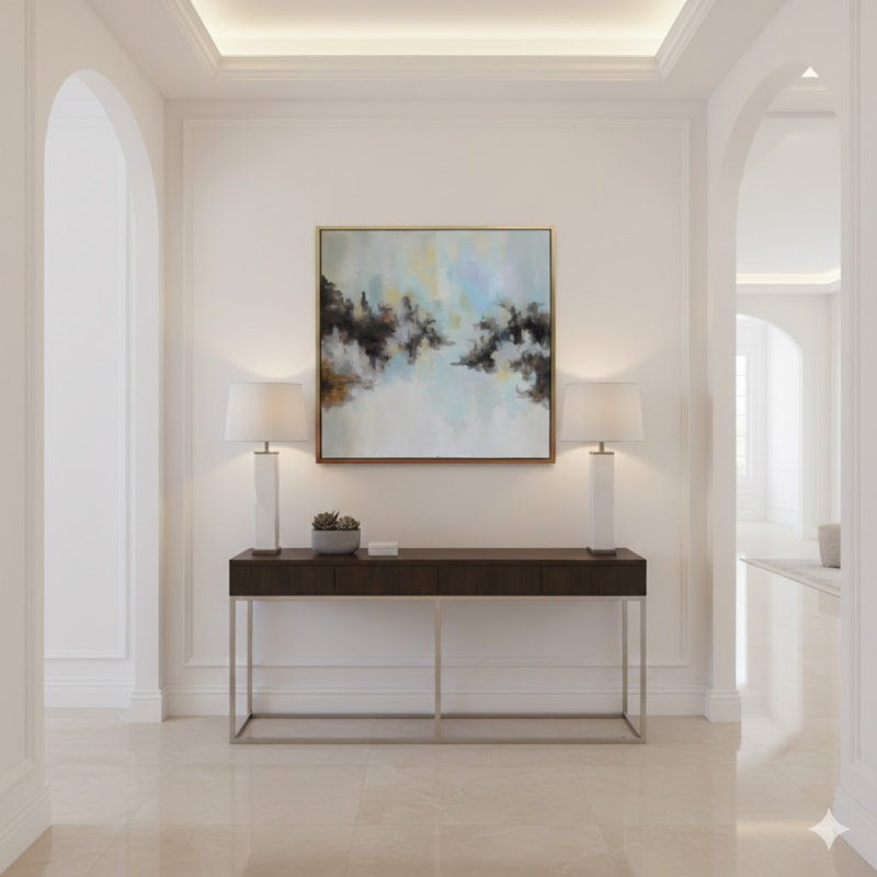 Peinture à l'huile abstraite avec cadre doré