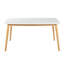 Table de salle à manger Mid-Century couleur chêne blanc, plateau en faux bois et pieds en bois d'hévéa, surface 59 po x 35,5 po 29,5 po
