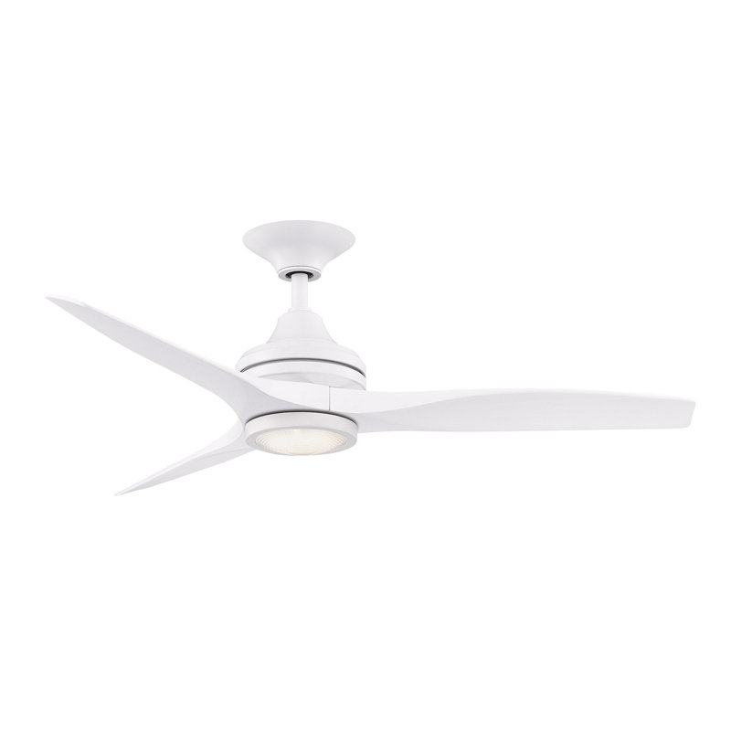 Ventilateur de plafond intérieur / extérieur 48 po Spitfire avec ensemble d'éclairage DEL blanc mat avec pales blanc mat
