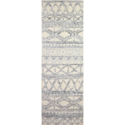 Erika Geometric Hand Knotted Wool Gray/Beige Area Rug