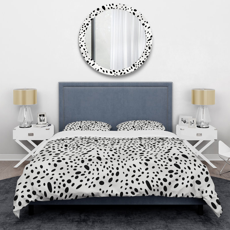 Ensemble de housse de couette blanc et noir Snow Leopard Spots III, Housse de couette simple + 1 taie décorative stan