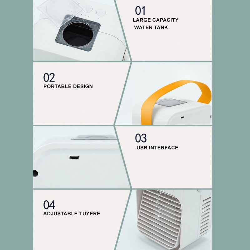 Ventilateur de dortoir pour petit climatiseur de bureau USB Koekieu Mini AirCooler 2000 mAh