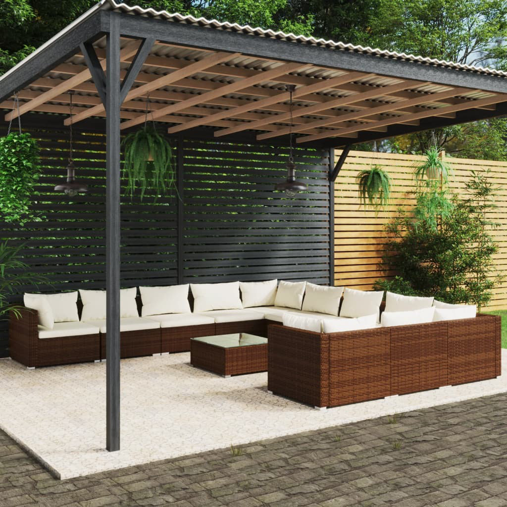 11-Sitzer Lounge-Set aus Polyrattan mit Kissen